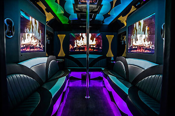 Party bus rentals Albuquerque interior lights