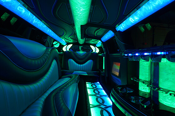 12-passenger limo bus interior