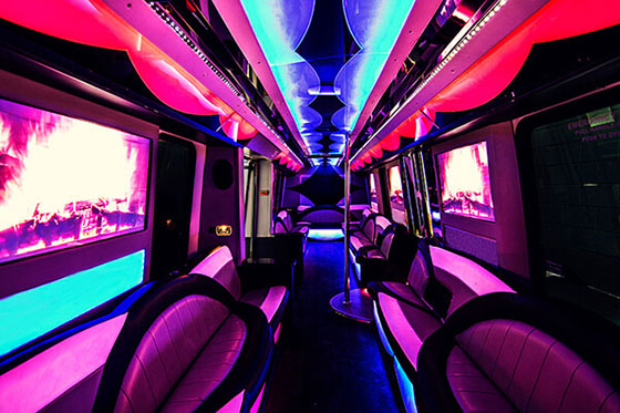 40-passenger party bus interior